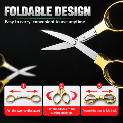 Mini Folding Scissors – Zinc Alloy 8-Shape Stretch Design, Multi-Purpose for Paper, Outdoor, Travel & Fishing