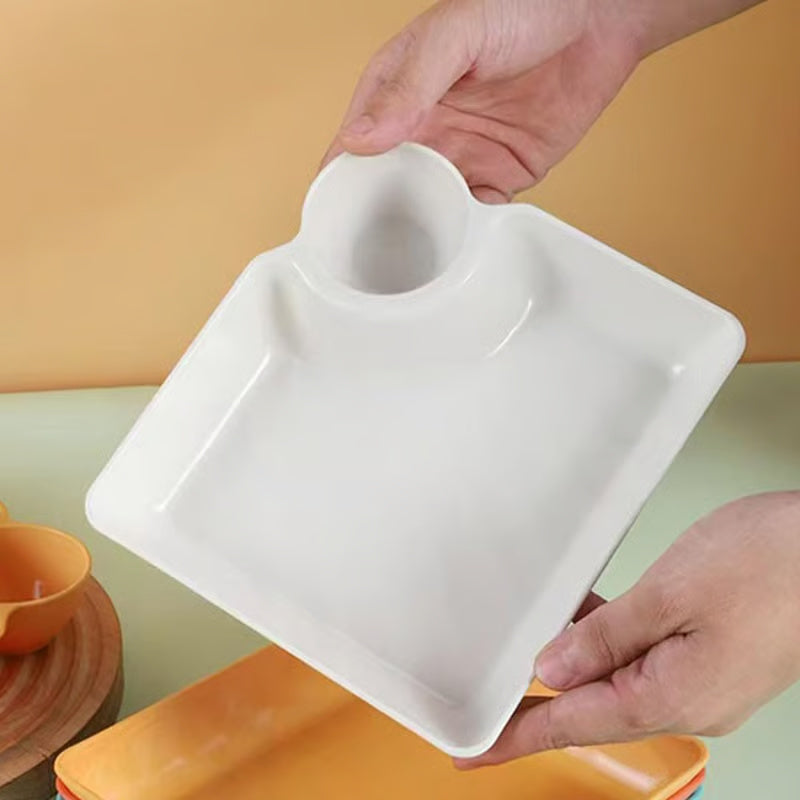 🍟4-Pack Dip Serving Plates – with Sauce Holder, Party Snack Tray