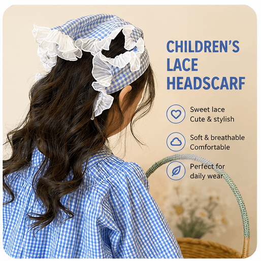 👒2026 New Kids Lace Triangle Scarf – Countryside Style, 2-in-1 Headband & Hair Scarf