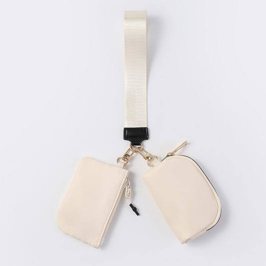 Women's Portable Mini Fashion Colorblock Zip Wristlet + Coin Purse，Waterproof Nylon