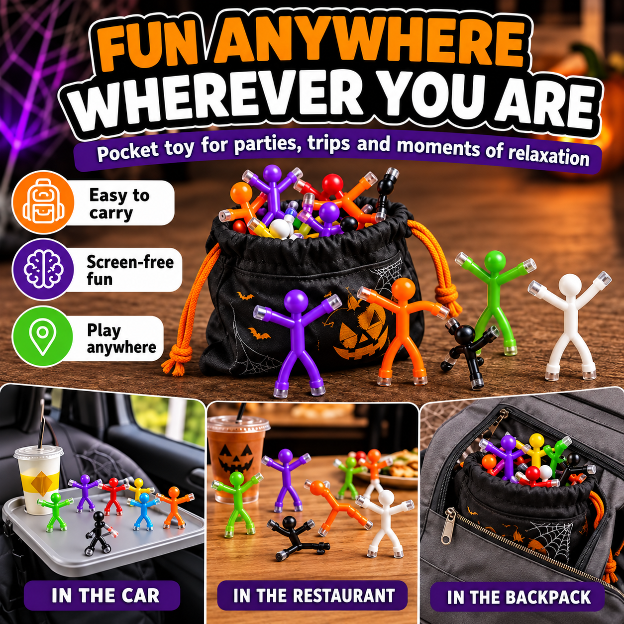 Colorful Magnetic Stickman Fidget Toys – Mini Stress Relief & Creative Building Toy