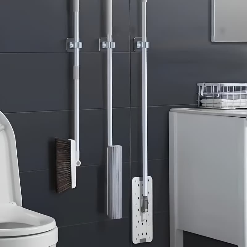 🧹 Strong Adhesive No-Drill Mop Holder Keep Your Home Clean, Organized & Clutter-Free!