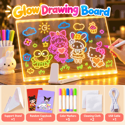 Kids Glow Drawing Board – Tracing & Writing Tablet, Erasable Fluorescent Toy