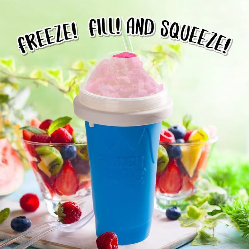 🥤 Slushy Cup with Built-in Spoon & Straw – Quick Homemade Smoothies & Slushies