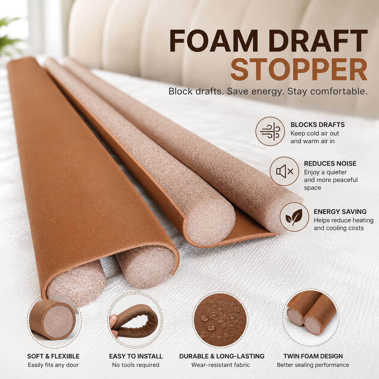 3 PCS—Door Bottom Sealing Strip – Draft Stopper, Insect Proof & Noise Reduction