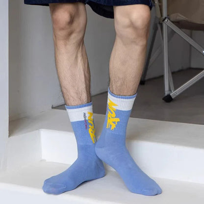 Letter Blocking Mid-Calf Socks