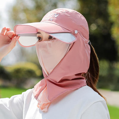 4-in-1 Extendable Brim Sun & Bug Hat – Neck Flap + Insect Veil + Face Cover, UPF Unisex Baseball Cap