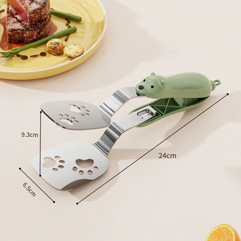 🍳 2-in-1 Lockable Oil-Draining Spatula Tongs 🔥