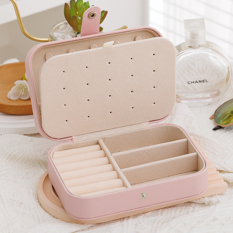 Portable Jewelry Organizer Case – Button Leather Zipper Pouch, Travel Jewelry Display Box, Scratch & Tangle-Free