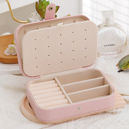 Portable Jewelry Organizer Case – Button Leather Zipper Pouch, Travel Jewelry Display Box, Scratch & Tangle-Free