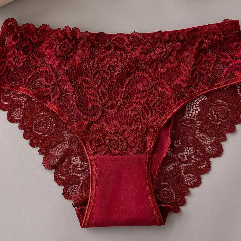 4pcs Women'S Floral Lace Underwear