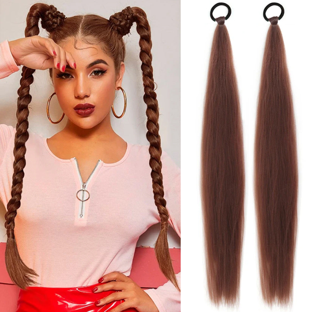 2pcs Ombre Jumbo Braiding Ponytail Extensions, 26-Inch Synthetic High Temperature Fiber Hair