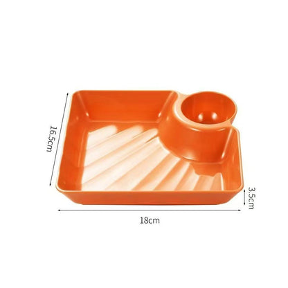 🍟4-Pack Dip Serving Plates – with Sauce Holder, Party Snack Tray
