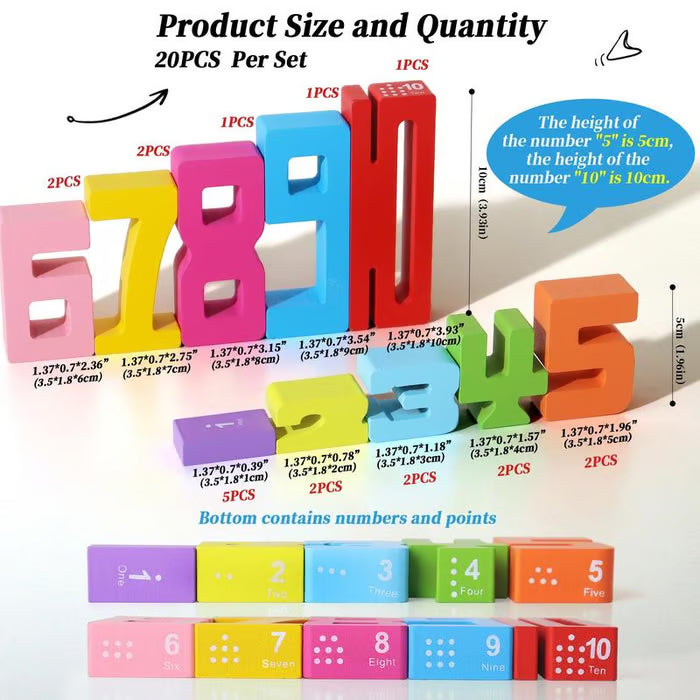 Wooden Number Building Block, Creative Montessori Stacking Toys