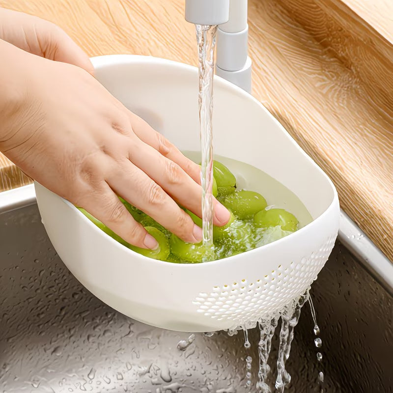 Rice Washing Draining Basket Kitchen Vegetable Fruit Washing Basket