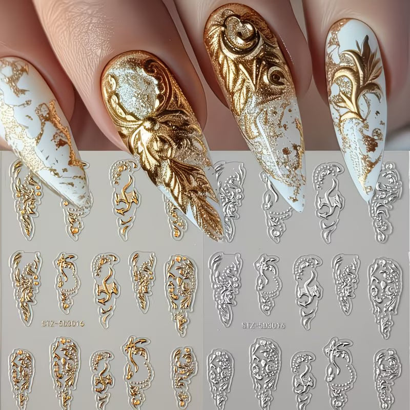 Gold Foil Luxury Embossed Nail Stickers