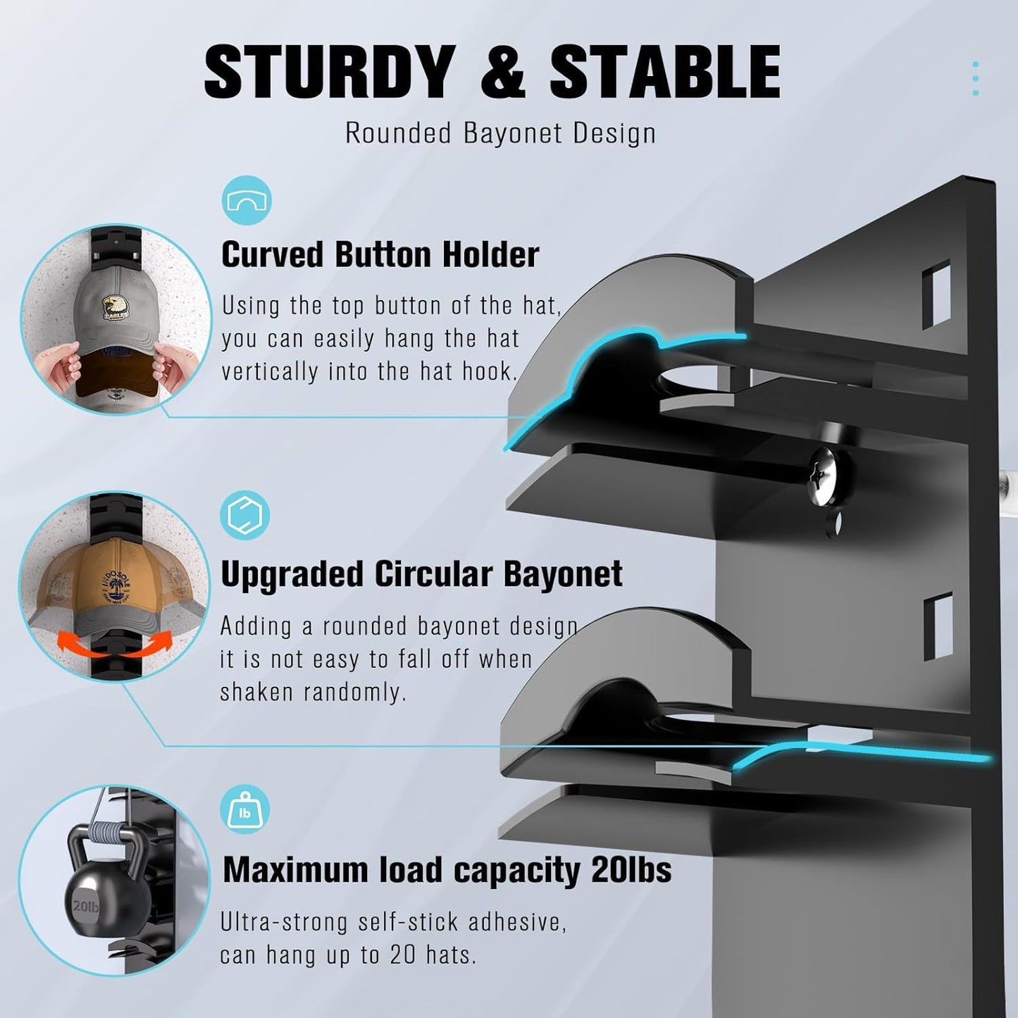 Wall-Mounted Hat Organizer – No-Drill Installation, Dustproof & Shape Retention for Door or Wall