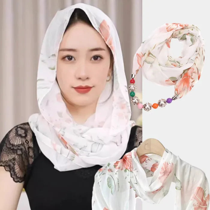 Multifunctional Chiffon Beads Pendant Scarf