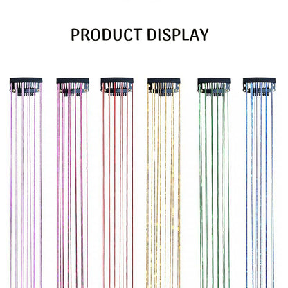 Holographic Tinsel Hair Extensions – Metallic Glitter Hair Strands Kit for DIY Party & Daily Styling