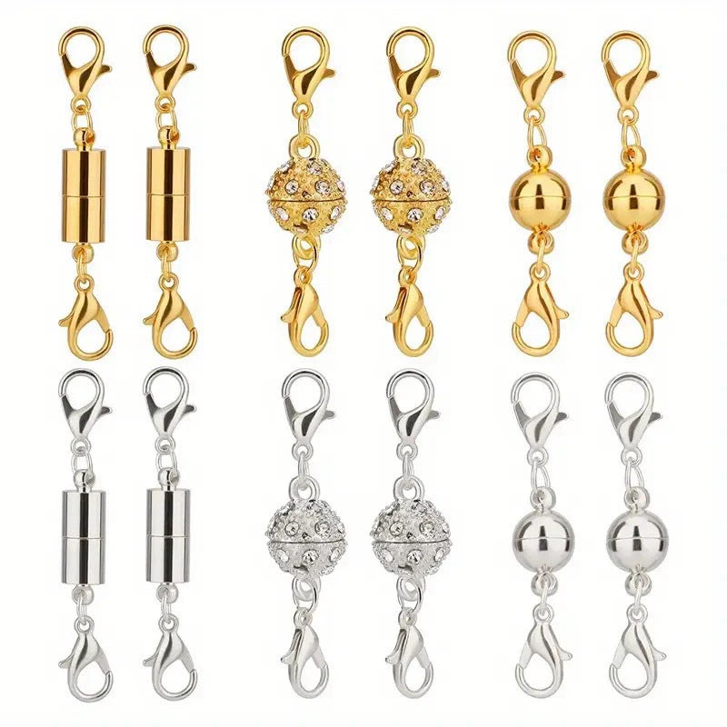 🧲12 PCS Magnetic Necklace Clasps – Strong Magnet, Snap-On Closure, No More Tangles, Jewelry Making Supplies