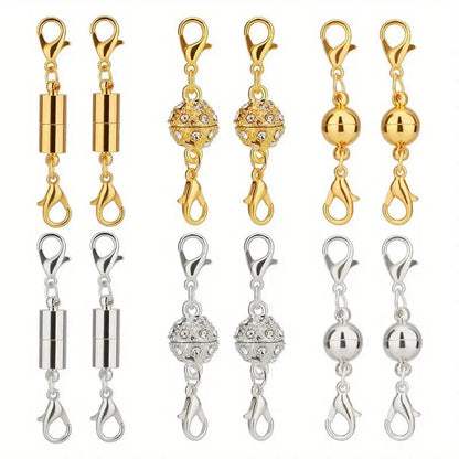 🧲12 PCS Magnetic Necklace Clasps – Strong Magnet, Snap-On Closure, No More Tangles, Jewelry Making Supplies