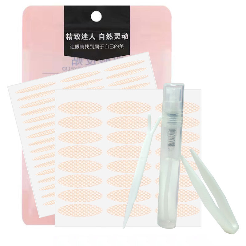 Mesh lace double eyelid tape, adheres instantly when wet