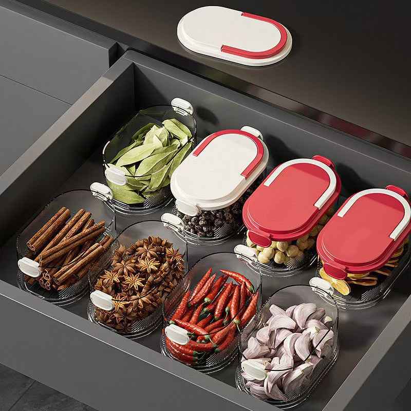 Multi-Layer Sealed Spice Organizer – BPA-Free Plastic Airtight Stackable Seasoning Container Set