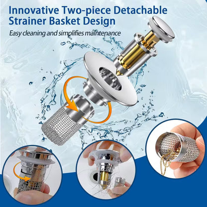 Stainless Pop-Up Sink Drain Filters with Removable Baskets