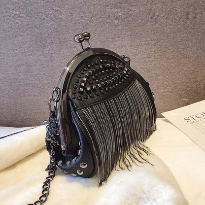Women's Fringe Chain Retro Shell Bag