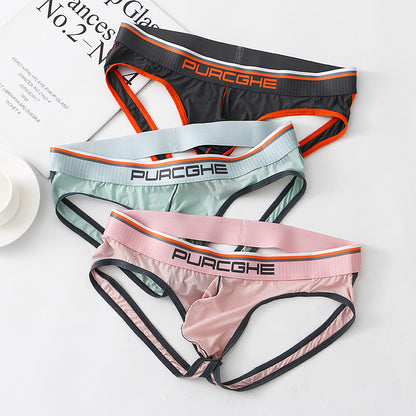 Men's Sensual Low-Rise Icy Silk Breathable T-Back Underwear