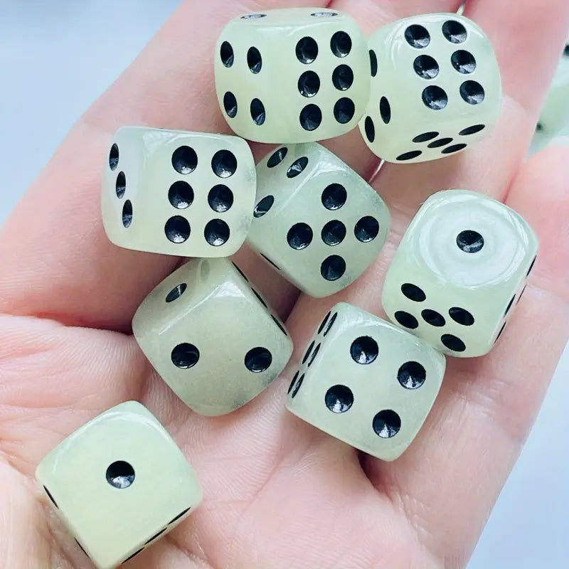 Glow-in-the-Dark Dice Set -12pcs, 14mm Acrylic Resin Dices