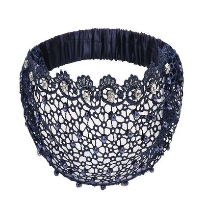 Plum Blossom Hollow Beaded Wide Headband – Elegant & Vintage, Flattering Wide Design for All Face Shapes