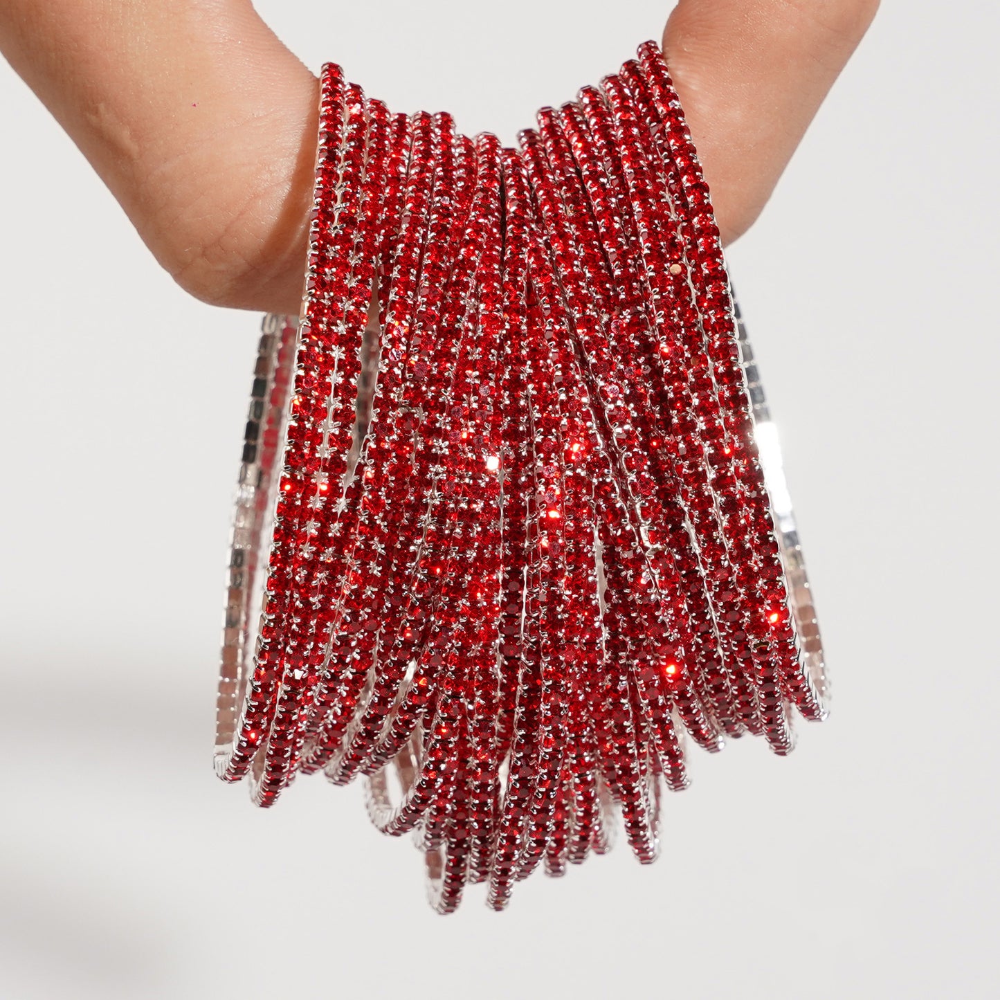 Rhinestone-encrusted elastic bracelet, colored rhinestone bracelet