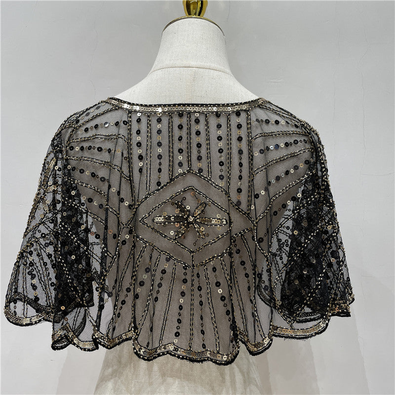 Vintage Lace Beaded Shawl