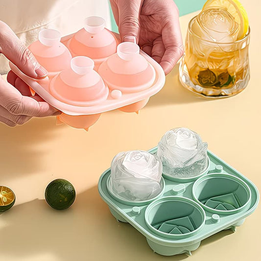🌹🧊  Rose-Shaped Food-Grade Silicone Ice Mold