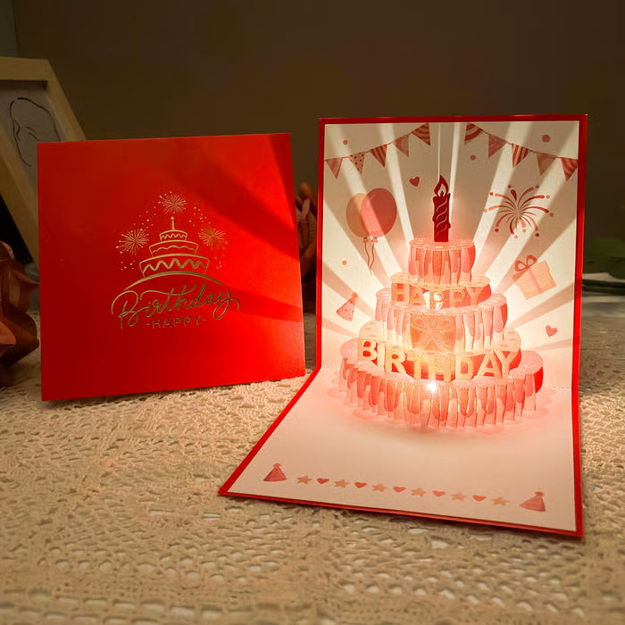 3D Pop-Up Birthday Card with Colorful Music & LED Lights