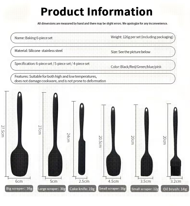 Durable & Easy-to-Clean 6PCS Silicone Kitchenware Set.