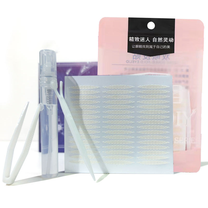 Mesh lace double eyelid tape, adheres instantly when wet