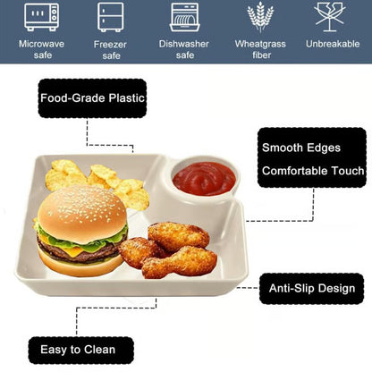 🍟4-Pack Dip Serving Plates – with Sauce Holder, Party Snack Tray