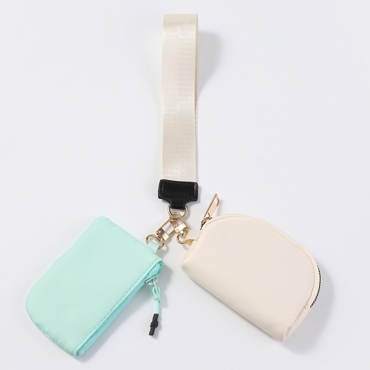 Women's Portable Mini Fashion Colorblock Zip Wristlet + Coin Purse，Waterproof Nylon