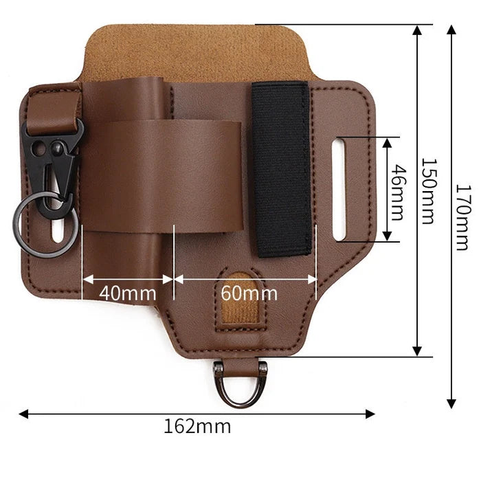 PU Leather Tool Holster with Belt Loop – Portable Tool Pouch for Electricians