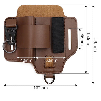 PU Leather Tool Holster with Belt Loop – Portable Tool Pouch for Electricians