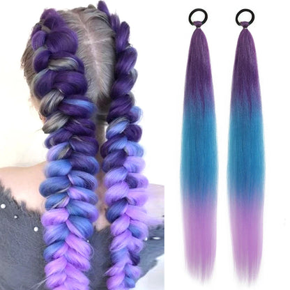 2pcs Ombre Jumbo Braiding Ponytail Extensions, 26-Inch Synthetic High Temperature Fiber Hair
