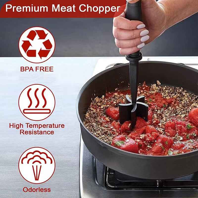 Meat Chopper & Shredder – Heat Resistant Ground Beef Smasher & Scraper, Non-Stick Pan Safe Cooking Tool