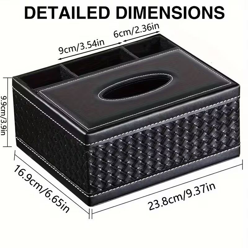 Multi-Functional Tissue & Remote Control Organizer Box with 4 Compartments