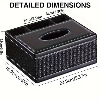 Multi-Functional Tissue & Remote Control Organizer Box with 4 Compartments