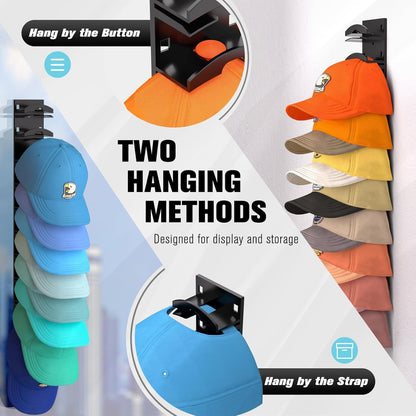 Wall-Mounted Hat Organizer – No-Drill Installation, Dustproof & Shape Retention for Door or Wall
