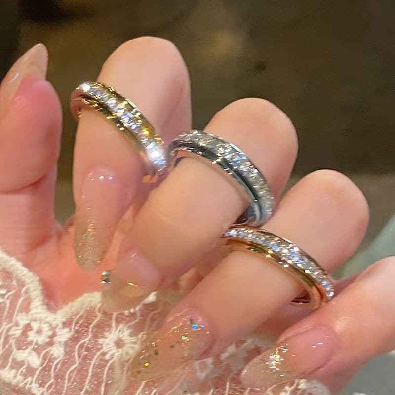 Titanium Steel Spinner Ring – Rotatable with Zirconia, Unisex Stress Relief Ring