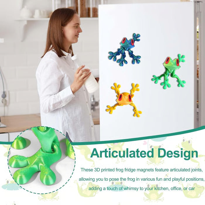 Trending 3D Magnetic Frog Figurine with Movable Joints, Fun Decorative Fridge Magnet