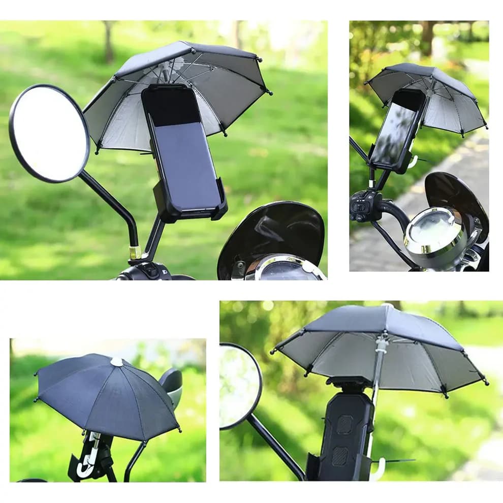Universal Adjustable Phone Umbrella & Suction Cup Stand – Sun & Rain Protection, Sturdy Suction Mount for Outdoor Use